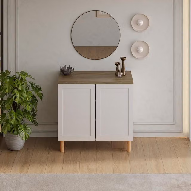 Decorotika Boli Sideboard in White and Walnut