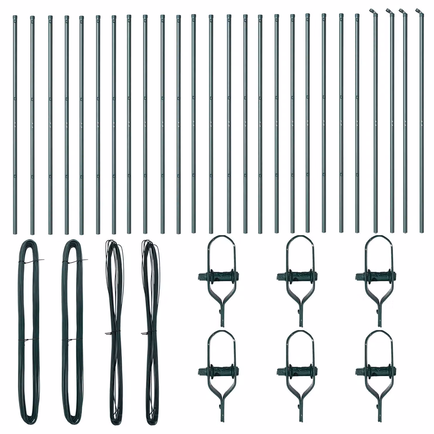 Berkfield Home 26 Piece Green Galvanised Steel Round Fence Posts, H: 150 cm, Diameter: 32 mm – 2