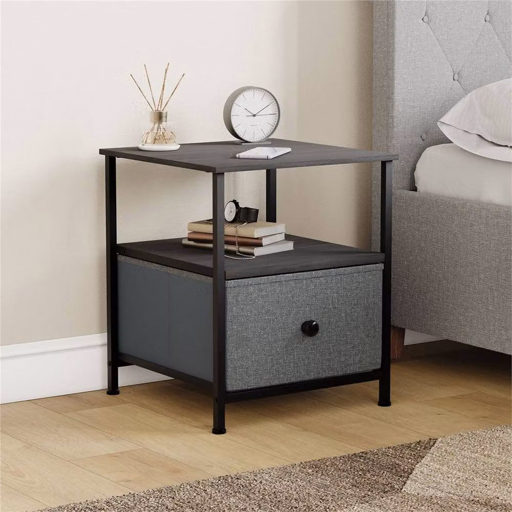 NESTLUNE 1 Drawer Chest of Drawers Dresser in Grey and Black, W: 100 cm, D: 15 cm – 4