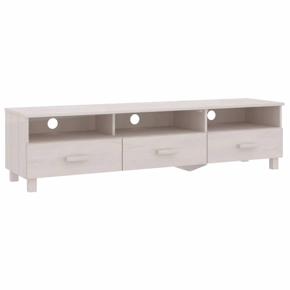 Berkfield Home HAMAR TV Cabinet in White Solid Pine Wood, W: 158 cm, D: 40 cm, H: 40 cm – 3