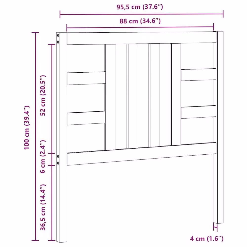 Berkfield Home Beautiful Bed Headboard in Grey Solid Pine Wood, W/D/H: 96 x 4 x 100 cm – 6