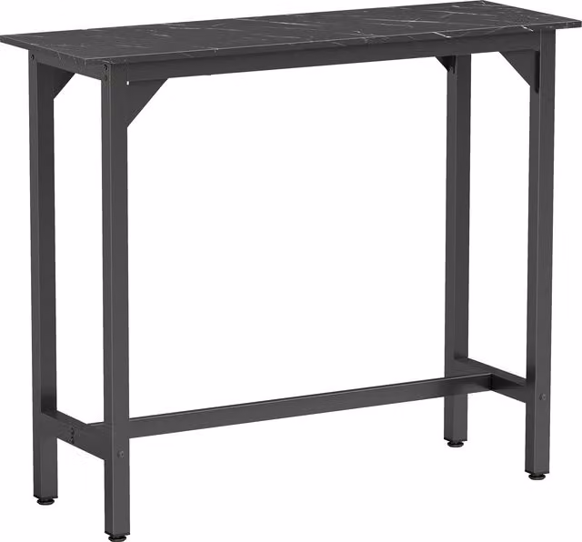 HOMCOM Rectangular Bar Table with Black Marble Effect and Metal Legs for Kitchen or Dining Room