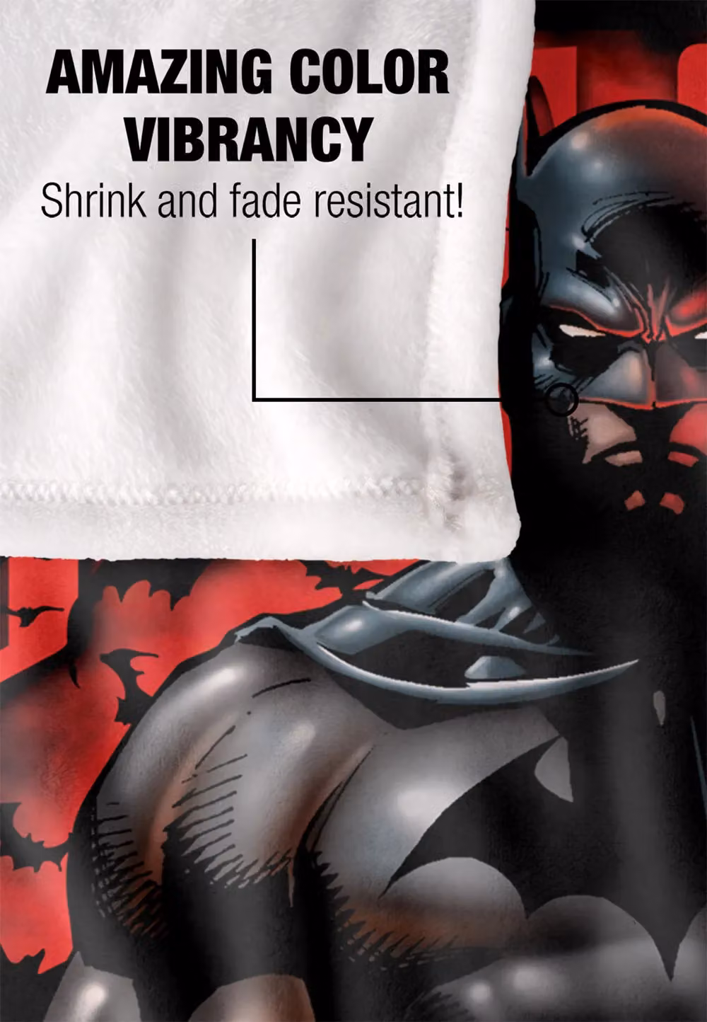 DC Comics Batman Red Knight Fleece Blanket in Red and White, W: 152 cm, D: 127 cm – 3