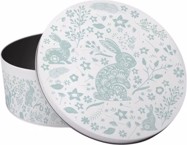 Purely Home Round Green Wild Rabbits Small Cake Tin, Multicoloured
