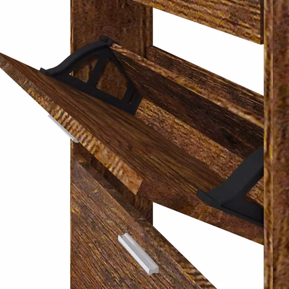 Berkfield Home Smoked Oak Shoe Cabinet in Brown, W/D/H: 59 x 17 x 108 cm – 3