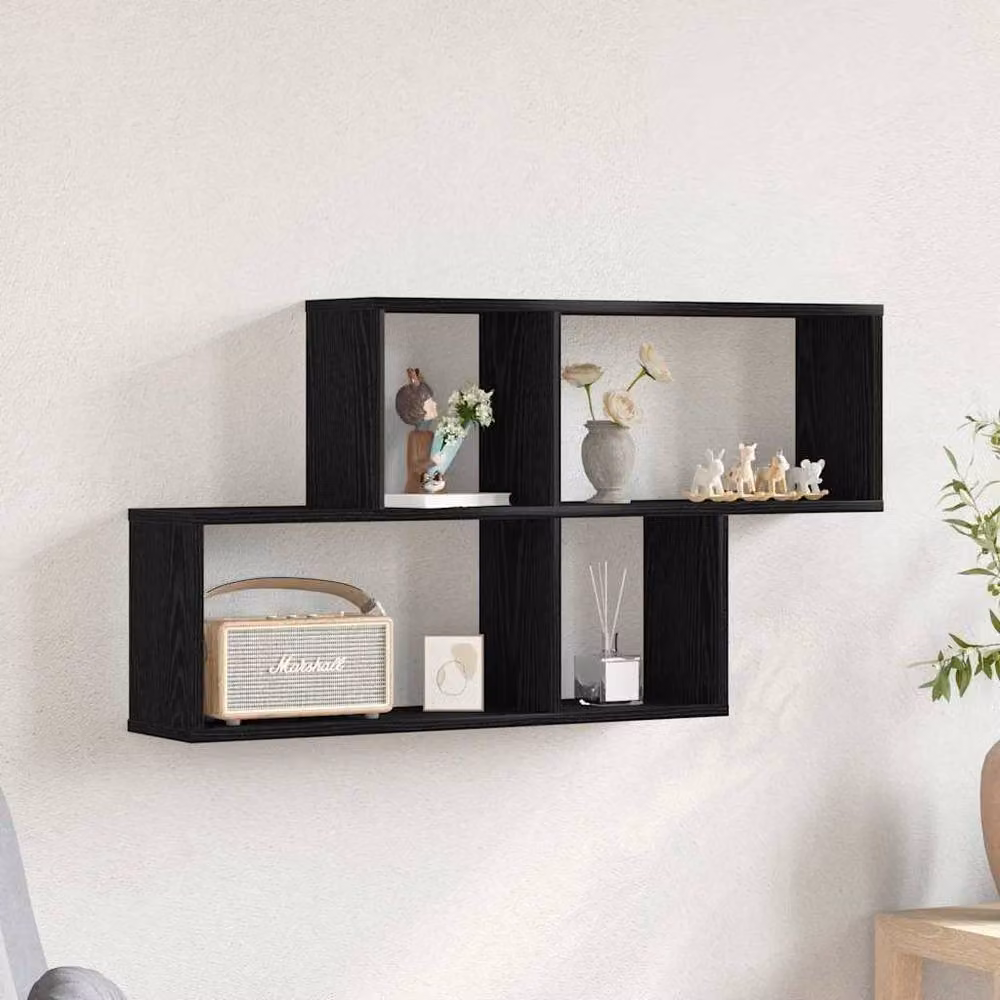 Berkfield Home Black Oak Wall Mounted Cabinet, W: 76 cm, D: 15 cm, H: 53 cm – 2