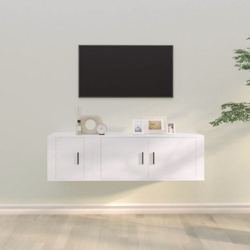 Berkfield Home Classic 2 Piece TV Cabinet Set in White Matt MDF – 2