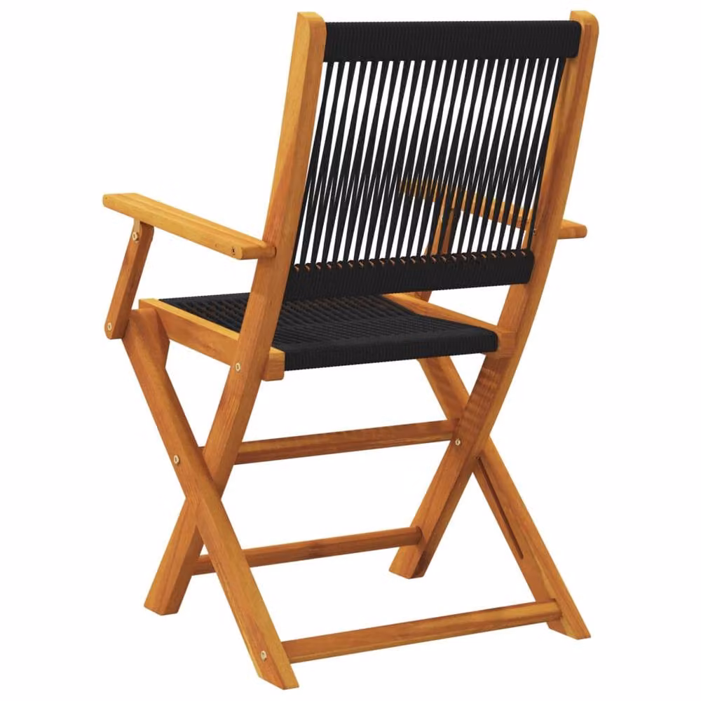 Berkfield Home Set of 4 Black Acacia Wood Folding Garden Chairs – 4