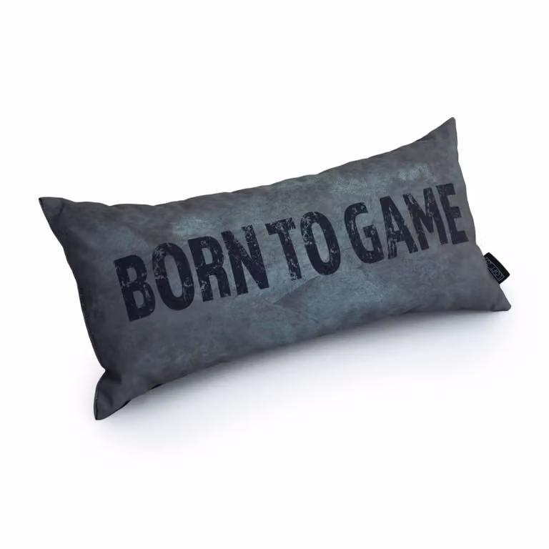 GameOver Store Born To Game Slogan Gaming Cushion in Grey and Silver with Hollowfibre Filling