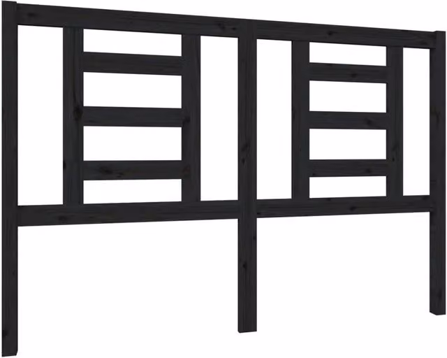 Berkfield Home Black Solid Wood Pine Bed Headboard W: 146 cm, D: 4 cm, H: 100 cm – 1