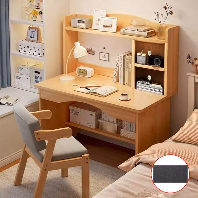 SPETLEK Wooden Computer Desk in Brown with Shelves, W/D/H: 120 x 45 x 45 cm