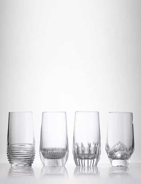 Waterford Set of 4 Mixology Crystal Hi Ball Water Glasses in Transparent