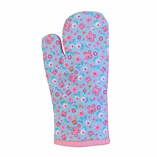 Homescapes Cotton Oven Glove in Blue and Pink – 1