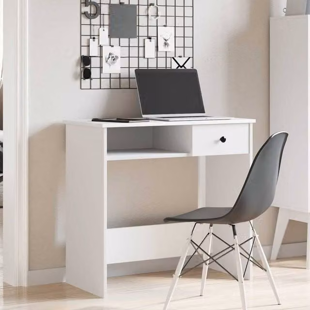 Berkfield Home White Writing Desk in Engineered Wood, W/D/H: 80 x 40 x 75 cm