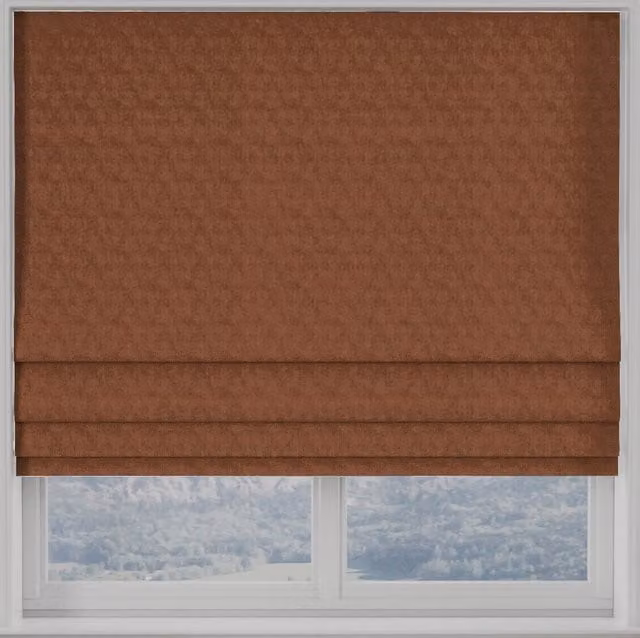 Terrys Turin Made to Measure Opaque Velvet Roman Blind in Rust Orange and Brown