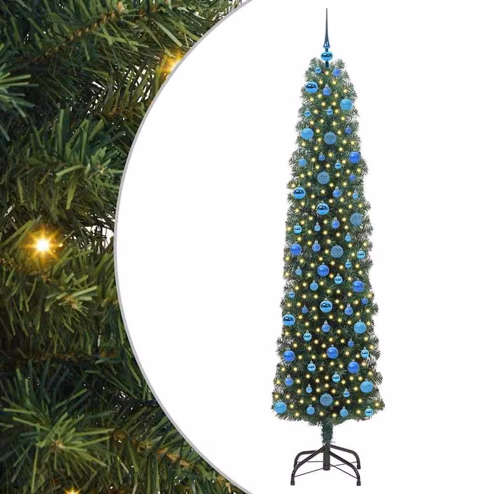 Berkfield Home Green Artificial Christmas Tree with 300 Warm White LEDs and Stand – 2