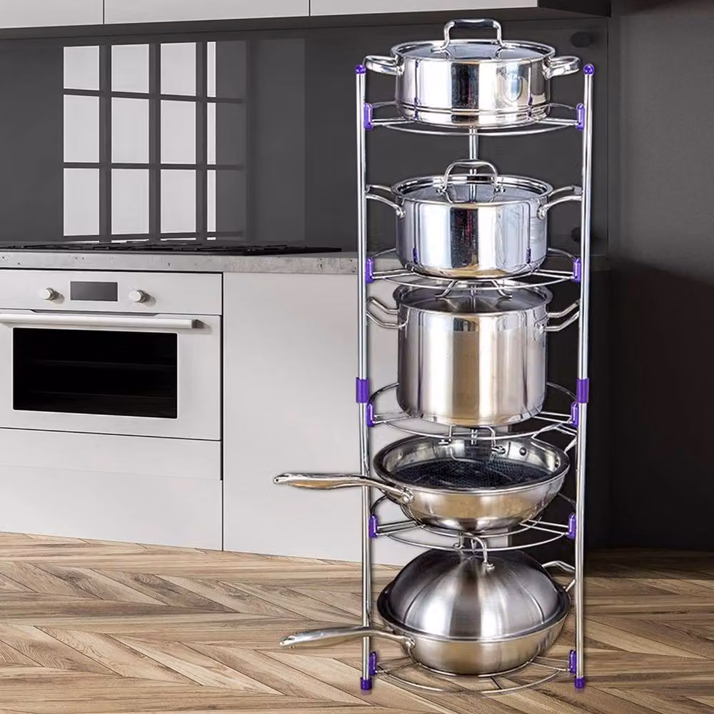 Kelvenix 5 Tier Kitchen Pots and Pans Storage Rack in Silver – 2