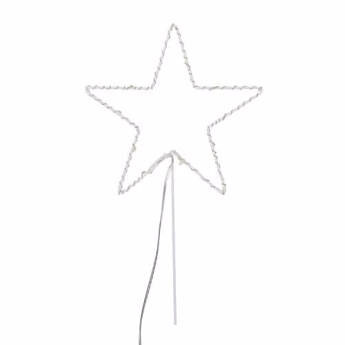 Lights4fun Osby Star LED Christmas Tree Topper in Silver and White, 20 cm – 2