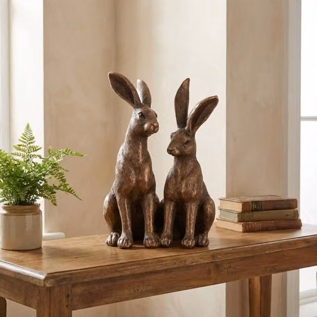 Leonardo Rustic Bronze Metal Sitting Hare Tabletop Ornament