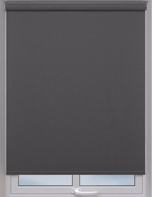 Terrys Made to Measure Plain Blackout Textile Roller Blind in Black and Grey