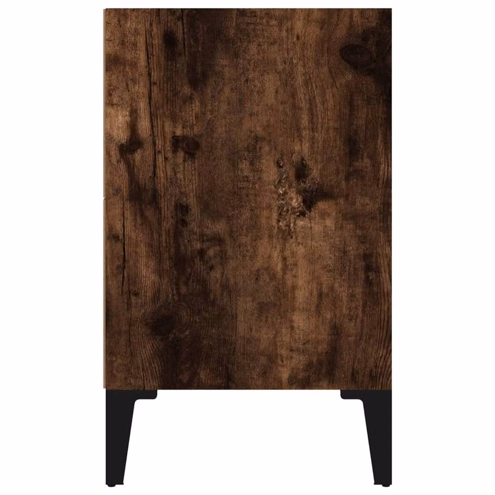 Berkfield Home Bed Cabinet with Metal Legs in Smoked Oak Brown, W/D/H: 40 x 30 x 50 cm – 4
