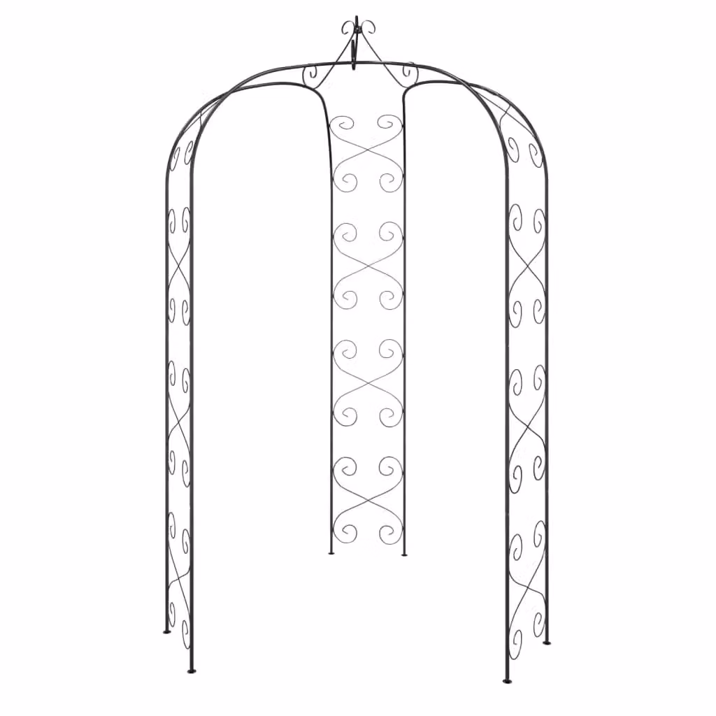 Berkfield Home Black Steel Garden Arch Trellis Support, W: 180 cm, H: 255 cm – 2