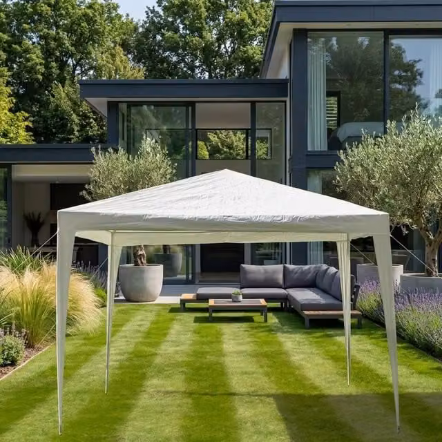 Garden Greatness White Hip Roof Outdoor Garden Gazebo W/D/H: 300 x 300 x 250 cm