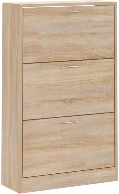 Berkfield Home Sonoma Oak Shoe Cabinet in Tan, W: 63 cm, D: 24 cm, H: 103 cm