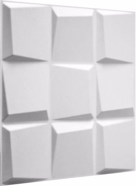 WALPLUS White Geometric 3D Wall Panels made from Natural Plant Fibre