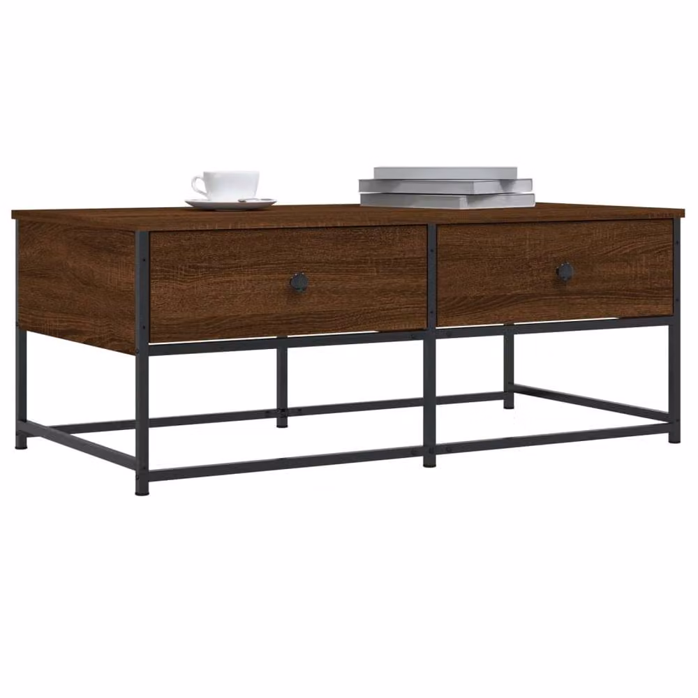 Berkfield Home Brown Oak Coffee Table, W/D/H: 100 x 51 x 40 cm – 3