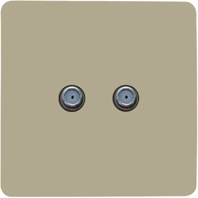 Trendi Switch 2 Gang Male F-Type Satellite Television Flush Socket in Gold