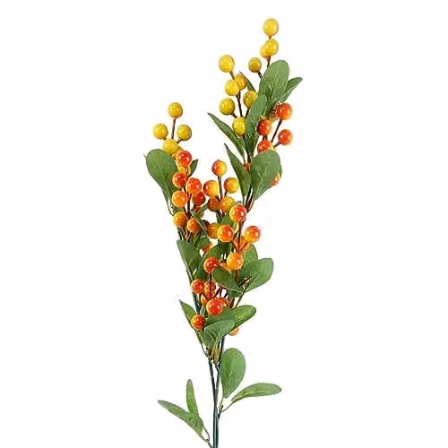 Orange Leaf Design Artificial Floral Plastic Flowers