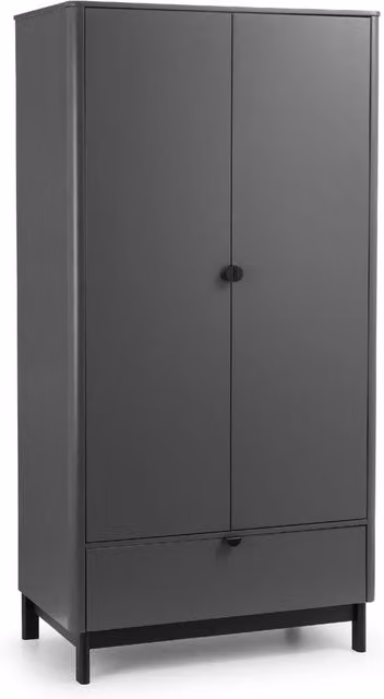 Cheshire Nova 2 Door and 1 Drawer Wardrobe in Storm Grey and Black