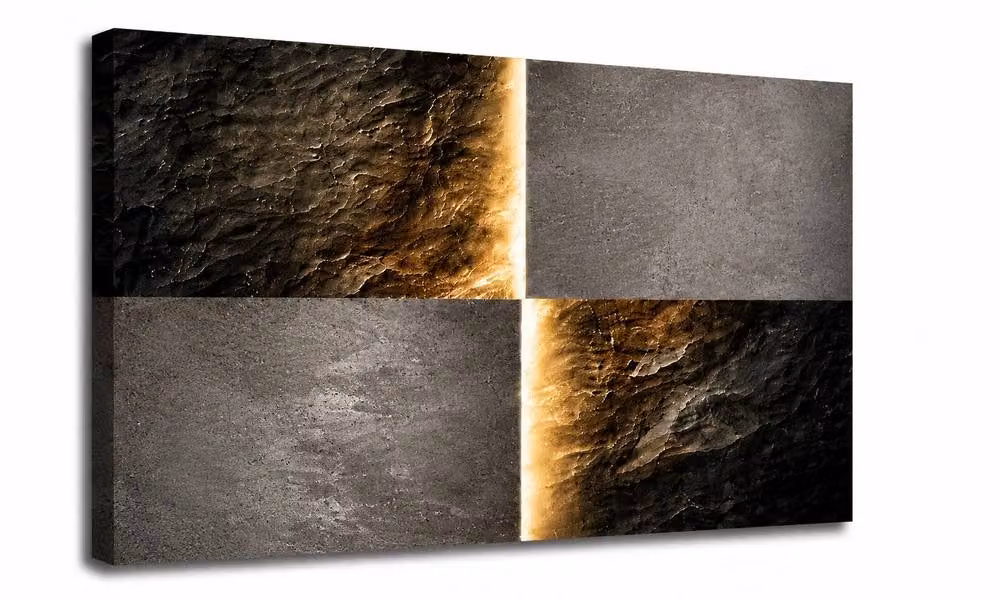 Mafett Premium Gold and Charcoal Abstract Canvas Wall Art Print, W: 100 cm, H: 150 cm – 3