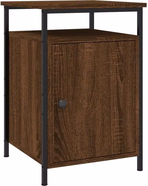 Berkfield Home Set of 2 Durable Bedside Cabinets in Brown Oak, W/D/H: 40 x 42 x 60 cm