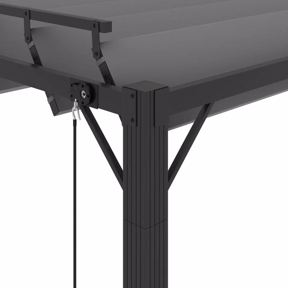 Berkfield Home Gazebo with Louvered Roof in Black Aluminium and Anthracite Fabric, W/D: 300 x 300 cm – 3