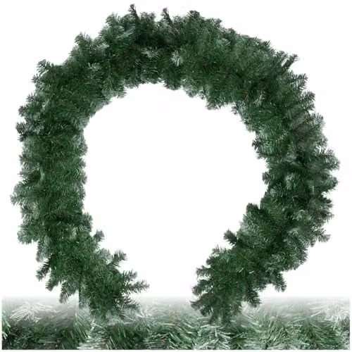 tectake Christmas Garland with Frosted Tips and High Volume in Green, 270 cm