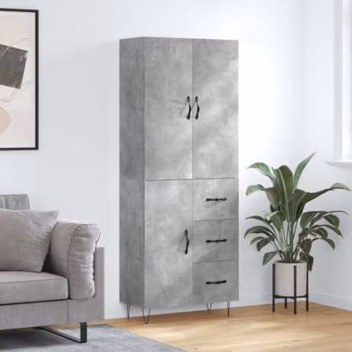 vidaXL Industrial Highboard in Grey with Internal Shelves and Drawers, W/D/H: 69.5 x 34 x 180 cm – 2