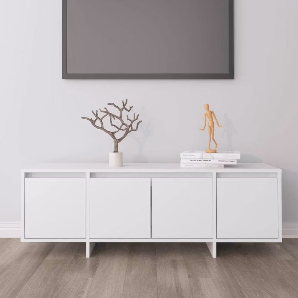 Berkfield Home White TV Cabinet in Matt MDF, W/D/H: 120 x 30 x 40.5 cm – 2