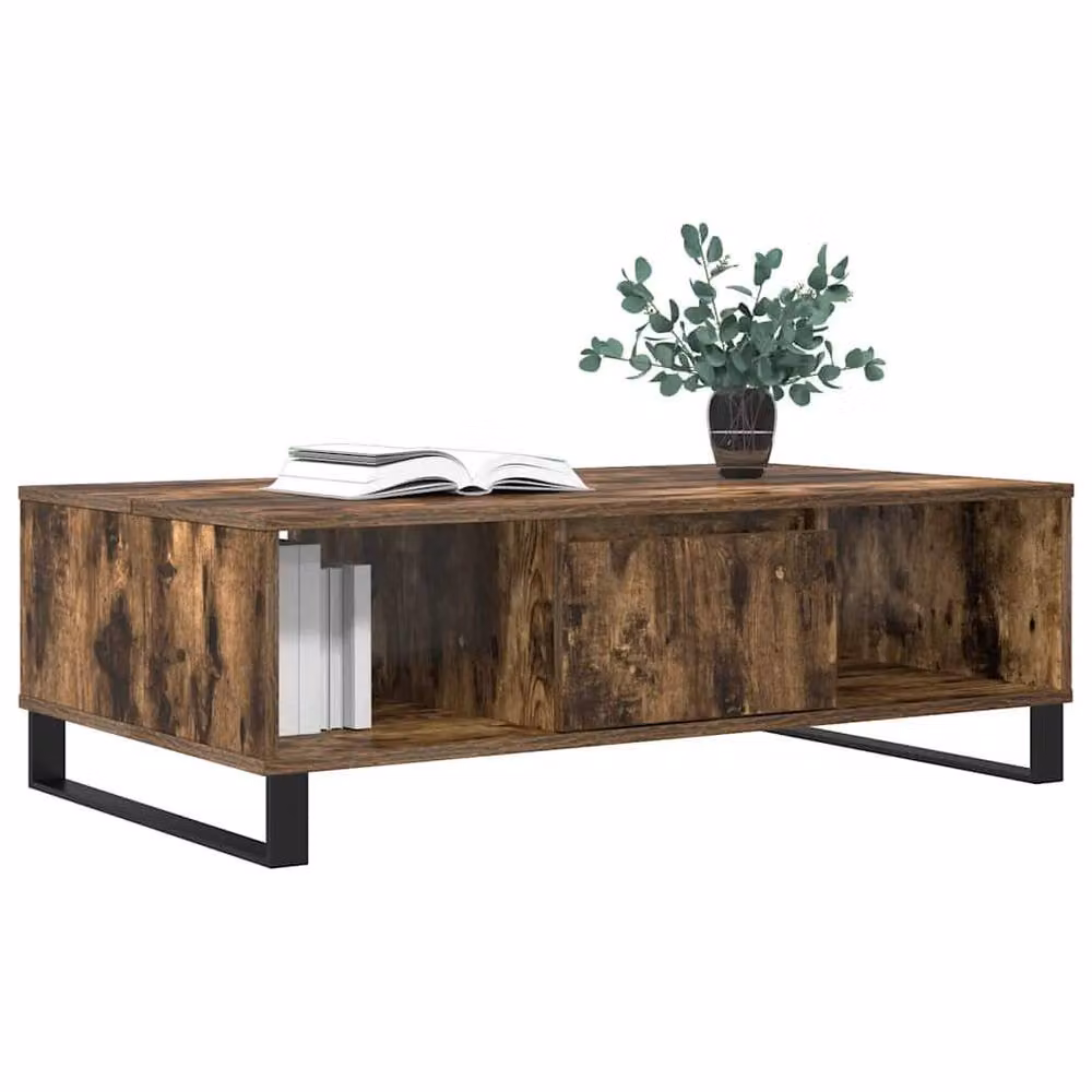 Berkfield Home Smoked Oak Coffee Table in Brown, W/D/H: 104 x 60 x 35 cm – 3