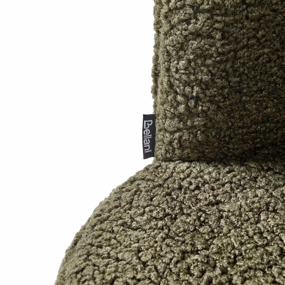 Wyld and Coco Armless Boucle Chair in Dark Green with Shell Back and Black Metal Frame – 4
