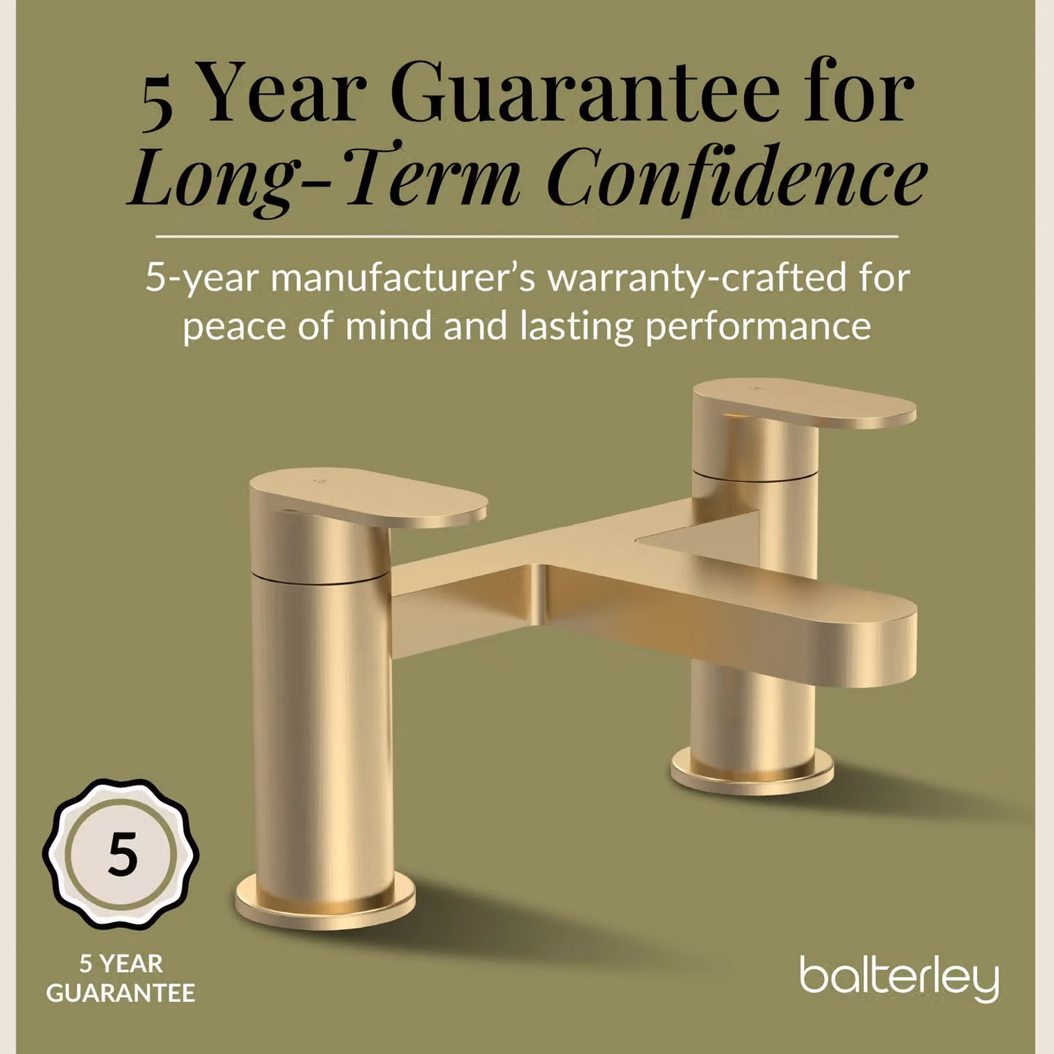 Balterley Cascade Round Deck Mounted Single Lever Bath Filler Tap in Brushed Brass – 3