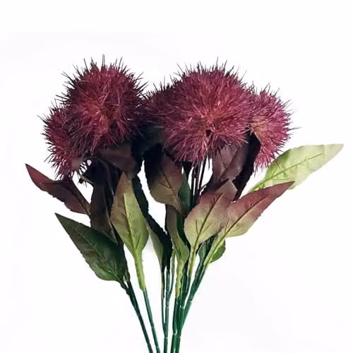 Leaf Design Purple Globe Thistle Artificial Flowers, Height: 70 cm