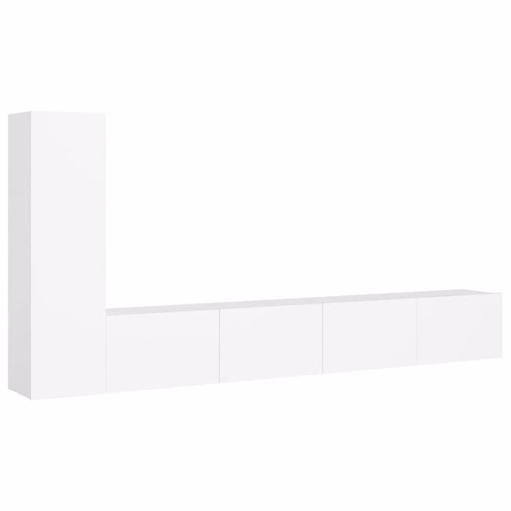 Berkfield Home 3 Piece Modern White Engineered Wood TV Cabinet Set with Hinged Doors – 2
