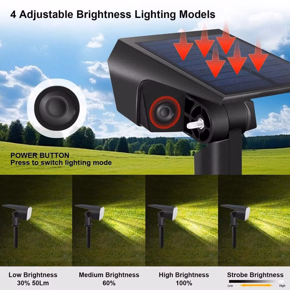 EONLION 59 LED Solar Garden Spot Light in Black with Warm White Light and Dusk Sensor, Height: 100 cm – 3
