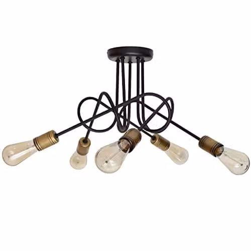 Netlighting Oxford Multi Arm Semi Flush Ceiling Light in Black Patina, Diameter: 50 cm – 1