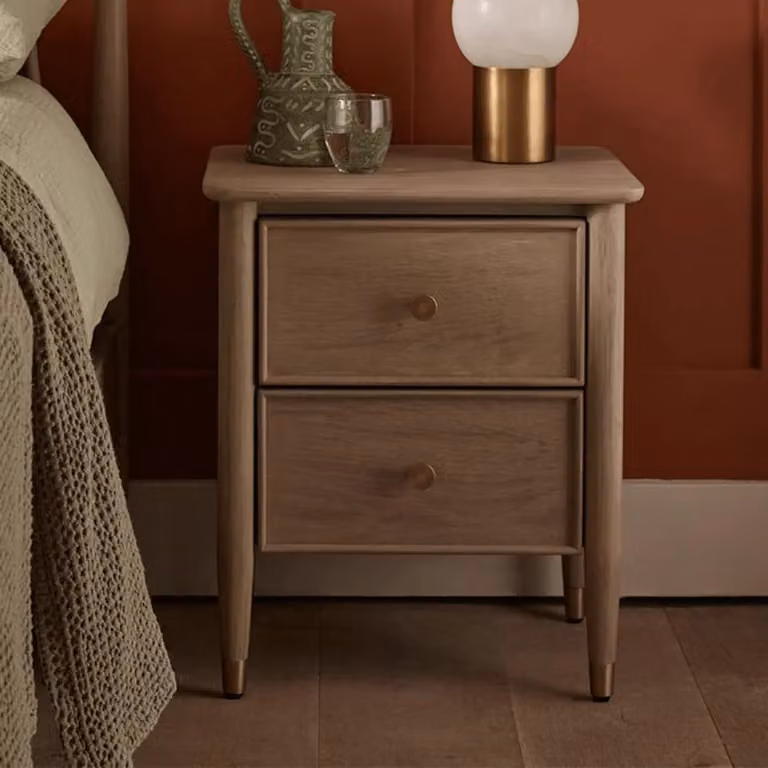 Atkin and Thyme Willow Bedside Drawers in Brown Acacia Wood