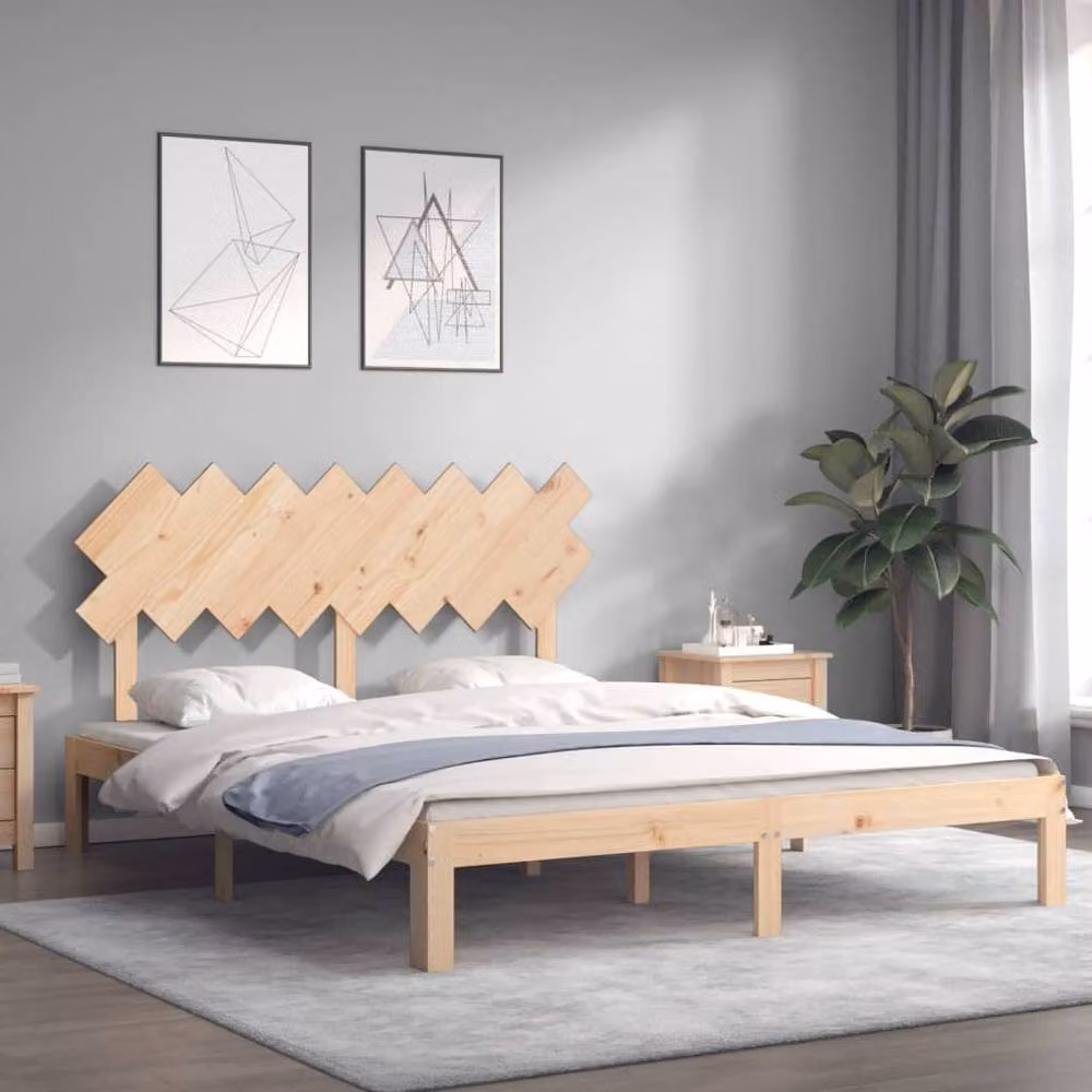 Berkfield Home Solid Wood Pine Bed Frame in Beige, W/D/H: 160 x 200 cm – 2