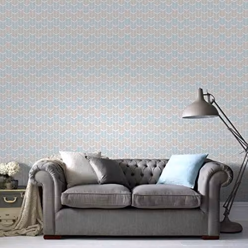 Graham & Brown Superfresco Easy Paste The Wall Oiti Geometric Taupe and Blue Abstract Wallpaper – 2