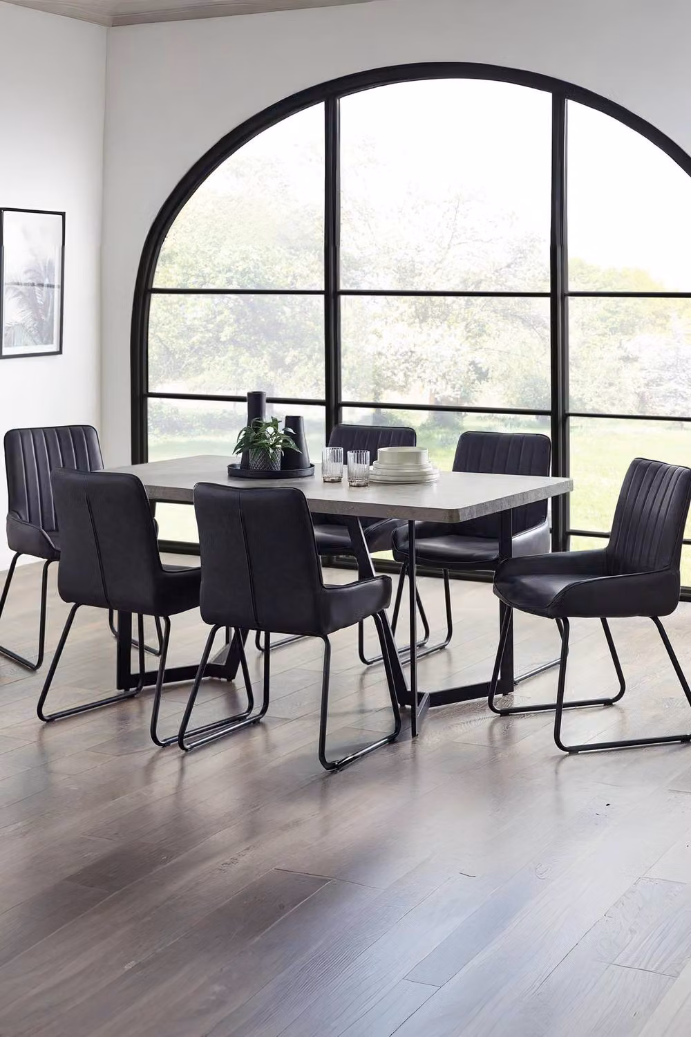 Julian Bowen Miller Rectangular Concrete Effect Dining Table in Black and Grey, H76 x W160 x D90 cm – 5